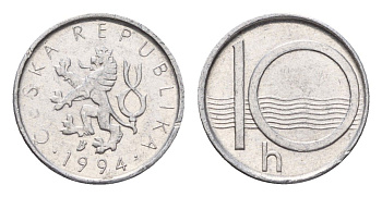 Чехия 10 геллеров 1994 KM 6 алюминий 4674-837
