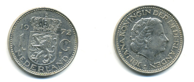 Нидерланды 1 гульден 1972 Юлиана (1948-1980) KM 184a никель 83-812