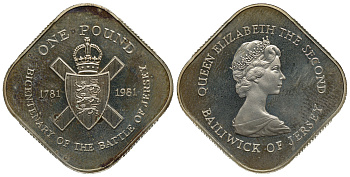 Джерси 1 фунт 1981 200 лет штурму Джерси (французами) KM 51a серебро PROOF 272-422