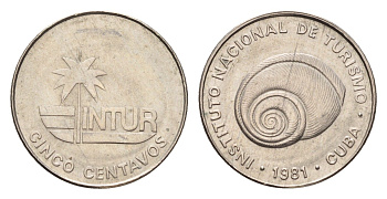 Куба 5 сентаво 1981 туристические деньги, INTUR KM 411 алюминий 4392-527