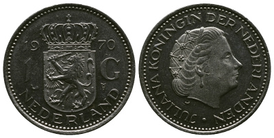 Нидерланды 1 гульден 1970 Юлиана (1948-1980) KM 184а никель 4384-941