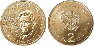 Польша 2 злотых 2005 MW, 100 лет со дня рождения Константы Ильдефонса Галчиньского (1905-1953) KM 527, Parchimowicz 958 нордик UNC 4676-227