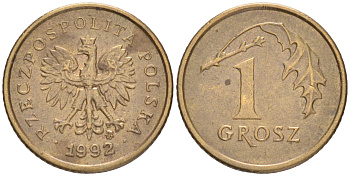 ПОЛЬША 1 ГРОШ 1992 MW KM 276 латунь 4516-735