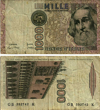 Италия 1000 лир 1982 Дворец дожеи?, Марко Поло Pick 109a 8611-12-1-1