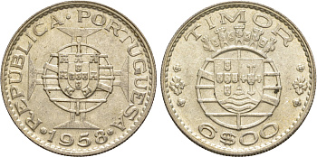 Португальский Тимор 6 эскудо 1958  KM 15 серебро  aUNC  4635-856