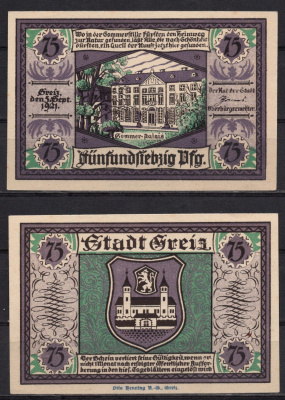 Германия, Грайц 75 пфеннигов 1921 GrM:471.2-3/4 бумага UNC (пресс) 7555-42-4-1