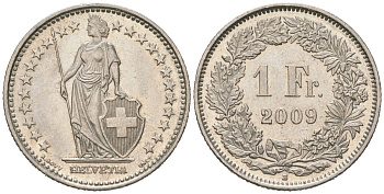 Швейцария 1 франк 2009 B KM 24a медно-никель 4604-1053