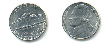 США 5 ЦЕНТОВ 2003 P ДЖЕФФЕРСОН KM А192 медно-никель 86-641