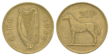 Ирландия 20 пенсов 1986 KM 25 никель латунь 4641-923