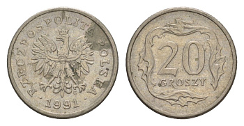 Польша 20 грошей 1991 Y 280 медно-никель 4625-1134