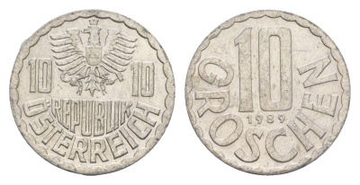 Австрия 10 грошей 1989 KM 2878 алюминий 4147-611