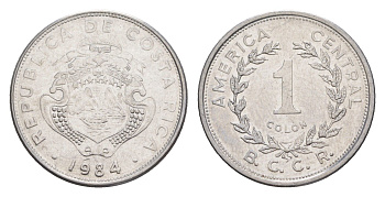 Коста-Рика 1 колон 1984 KM 210 нержавеющая сталь UNC 4644-352