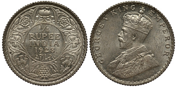 Британская Индия 1/4 рупии 1928 Георг V (1910-1936) KM 518 серебро UNC 4044-125