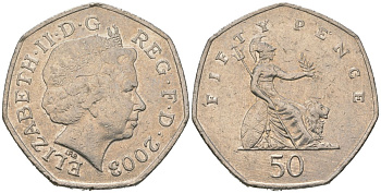Великобритания 50 пенсов 2003 Елизавета II (1952-2022) KM 991, Spink 4610 (H8) медно-никель 4606-1231