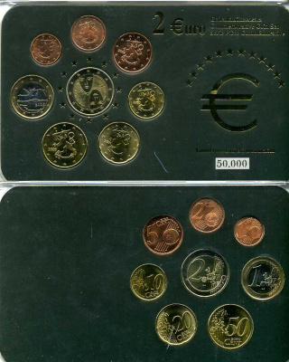 Финляндия евронабор из 8 монет 2000-2006 2 евро юбилейные, в пластике  биметалл  UNC  1181-1-03