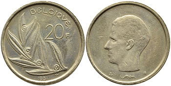 Бельгия 20 франков 1981 Belgique, Бодуэн I (1951-1993) KM 159 никель бронза 4364-4115
