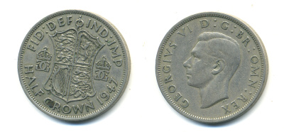 Великобритания 1/2 кроны 1947 Георг VI (1936-1952) KM 866, Spink 4101 медно-никель 83-645