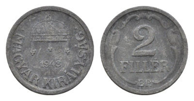 Венгрия 2 филлера 1943 BP KM 519 цинк 4664-868