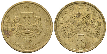 Сингапур 5 центов 1986 KM 50 алюминиевая бронза 4623-415