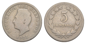Сальвадор 5 сентаво 1921 KM 129 медно-никель 4644-231