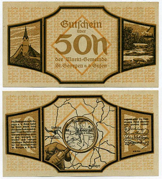 Австрия, Санкт-Георген 50 геллеров 1920 нотгельд, земля Зальцбург   бумага  UNC (пресс) 7221-27-3-1