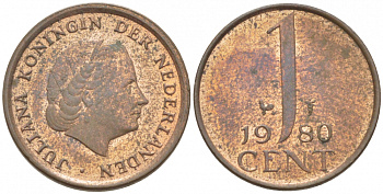 Нидерланды 1 цент 1980 Юлиана (1949-1980) KM 180 бронза 3457-1047