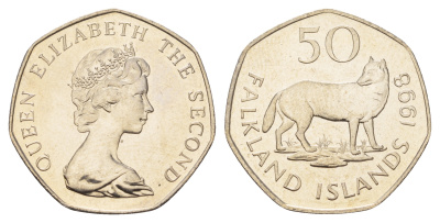 Фолклендские острова (Фолкленды) 50 пенсов 1998 фолклендский волк (варрах) KM 14.2 медно-никель  UNC  4675-113