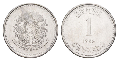 Бразилия 1 крузадо 1986 KM 605 нержавеющая сталь UNC 4642-1237