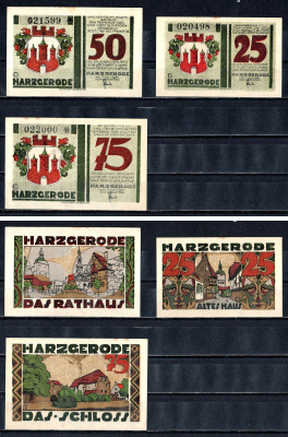 Харцгероде (Анхальт) набор из 3 нотгельдов 1921 2193-8-2-2