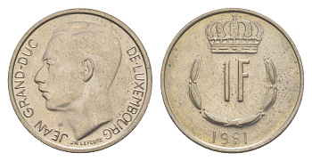 Люксембург 1 франк 1981 Герцог Жан (1964-1999) KM 55 медно-никель 4643-546