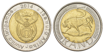 ЮАР 5 рандов 2014 биметалл UNC 4626-927