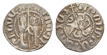 Киликийская Армения трам 1226-1271 Хетум I и царица Забель, держат крест/лев с патриаршим крестом  серебро    1516-743