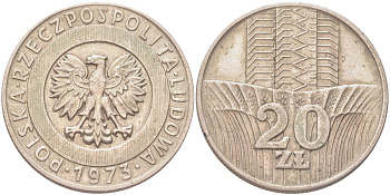 Польша 20 злотых 1973 Башня и колосья Y 67 медно-никель 4122-945