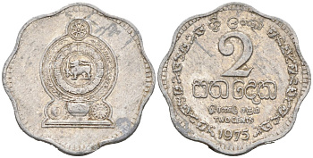 Шри-Ланка 2 цента 1975 KM 138 алюминий 99-764