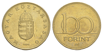 Венгрия 100 форинтов 1996 редкий год KM 698 латунь UNC 4650-343