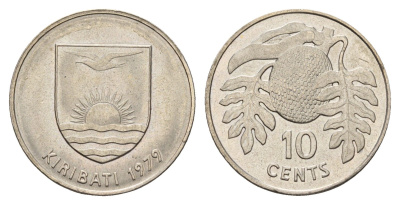 Кирибати 10 центов 1979 год-тип KM 4 медно-никель UNC 181-542