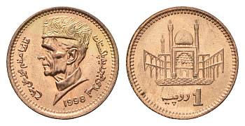 Пакистан 1 рупия 1998 KM 62 бронза UNC 4614-836