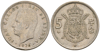 Испания 5 песет 1975 (78) Хуан Карлос I (1975-2014) KM 807 медно-никель 259-342