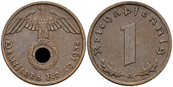 Германия 1 рейхспфенниг 1938 A KM 89 J. 361 бронза    4152-1165