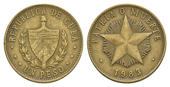 Куба 1 песо 1983 KM 105 латунь 4646-347