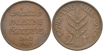 Израиль, Палестина 2 милса 1942 Британская администрация KM 2 бронза 69-1026