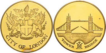 Англия медаль ND Тауэрский мост, в оригинальной коробке бронза PROOF 7-4-16