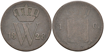 Нидерланды 1 цент 1828 Виллем I (1815-1840) KM 47 медь 4575-951