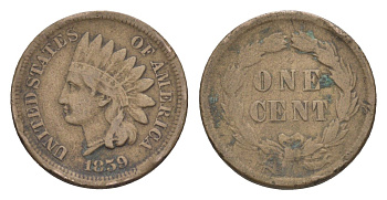 США 1 цент 1859 год-тип KM 87 медно-никель 1519-224