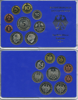 ФРГ НАБОР ИЗ 9 МОНЕТ 1975 G ОФИЦИАЛЬНЫЙ НАБОР В ПЛАСТИКЕ PROOF 00-00