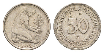 ФРГ 50 пфеннигов 1979 G KM 109.2, J. 384a медно-никель 4632-133