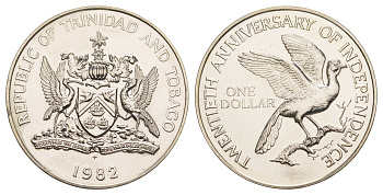 Тринидад и Тобаго 1 доллар 1982 независимость KM 47 медно-никель BU 3711-331