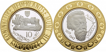 Словакия 10 евро 2009 Аурель Стодола (1859-1942), 150 лет со дня рождения, евроколлекция Нидерландского монетного двора KM 108 серебро PROOF 1068-9-41