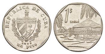 Куба 1 песо 1998 хижины Гуама KM 579 сталь плакированная никелем 4646-446