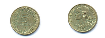 ФРАНЦИЯ 5 САНТИМОВ 1979 ТИП MARIANNE KM 933 медь алюминий никель 4379-936